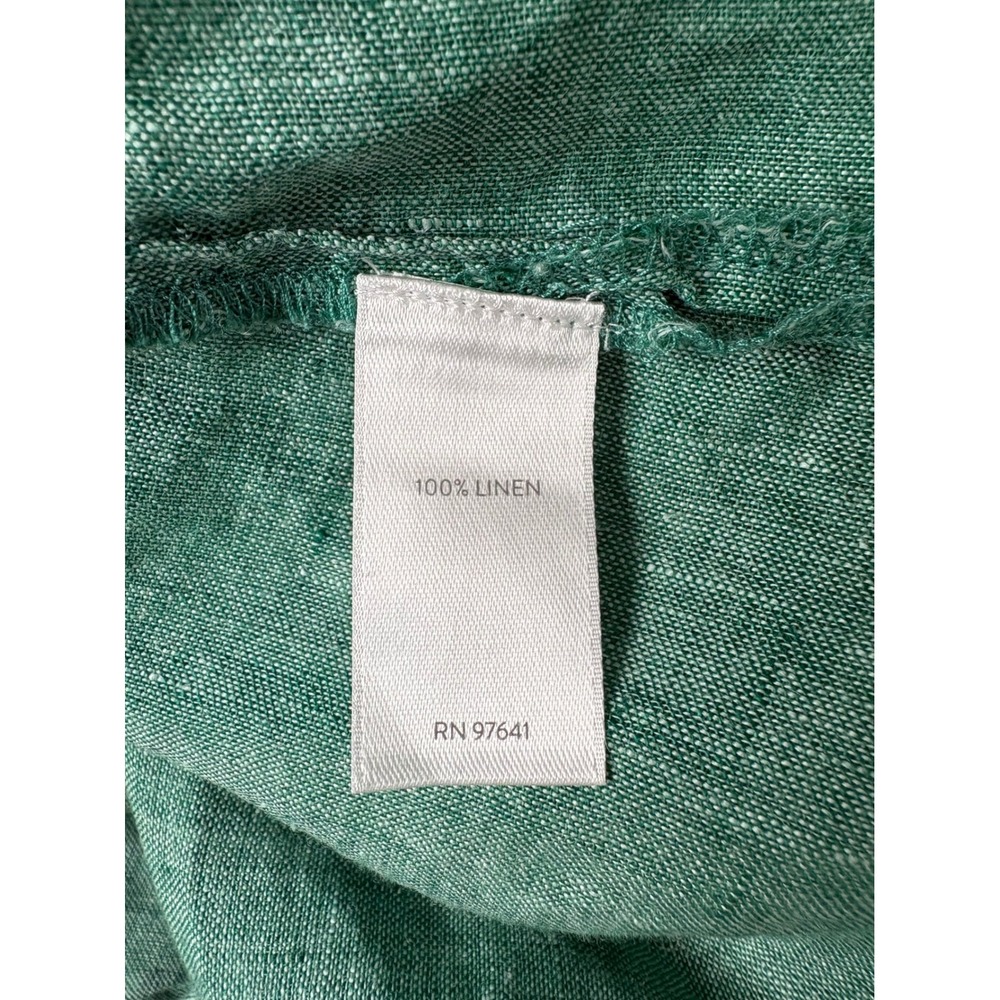 J. Jill Love Linen Green Button Down Shirt Womens Medium Long Sleeve Pocket Top - Picture 6 of 7